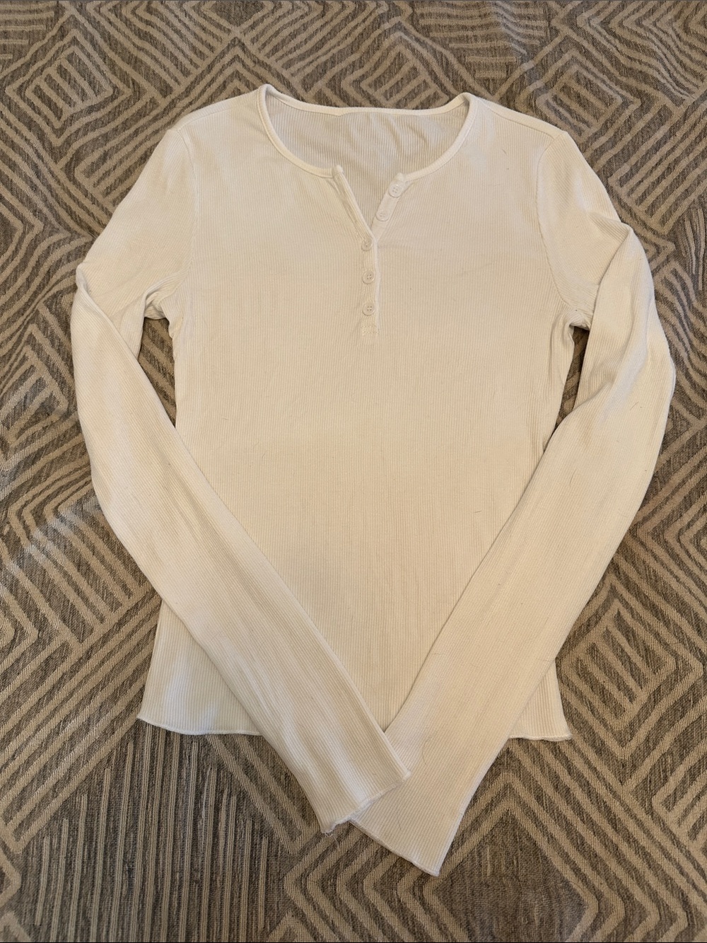 Classic Long-Sleeve Henley Shirt in White